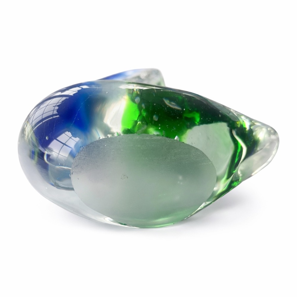 Murano Style Art Glass Sailboat Blue Green Hand Blown Coastal Nautical Decor 8" - Picture 4 of 7